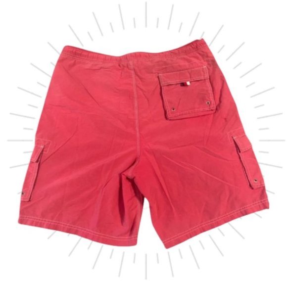 Men's Daniel Cremieux Red Swim Trunks Elastic Drawstring Waist Pockets Size LG - Picture 1 of 3